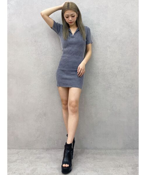 GYDA（ジェイダ）の「ブリーチハーフZIPリブニットワンピース（ワンピース・レディース・ブラック/ネイビー/オフホワイト・FREE）」の13枚目の写真