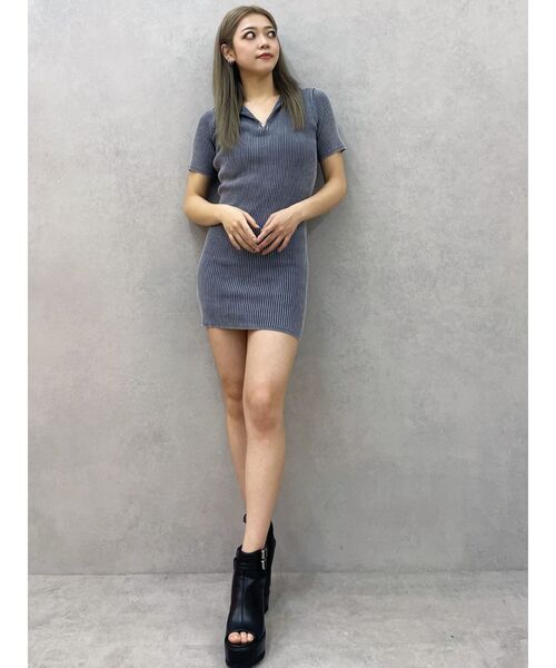 GYDA（ジェイダ）の「ブリーチハーフZIPリブニットワンピース（ワンピース・レディース・ブラック/ネイビー/オフホワイト・FREE）」の14枚目の写真