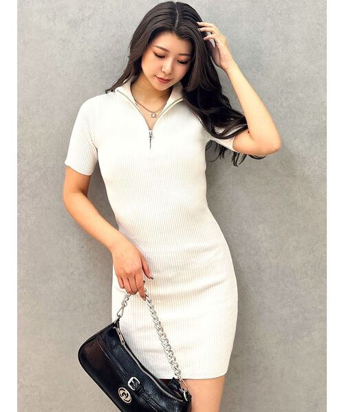 GYDA（ジェイダ）の「ブリーチハーフZIPリブニットワンピース（ワンピース・レディース・ブラック/ネイビー/オフホワイト・FREE）」の15枚目の写真