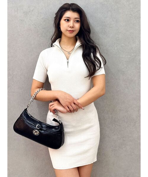 GYDA（ジェイダ）の「ブリーチハーフZIPリブニットワンピース（ワンピース・レディース・ブラック/ネイビー/オフホワイト・FREE）」の17枚目の写真