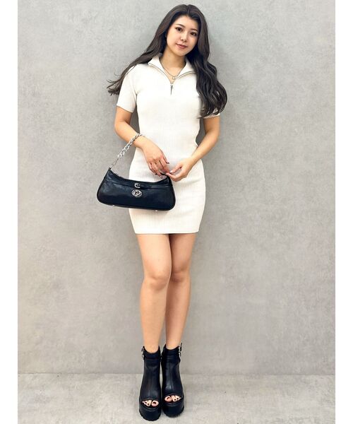 GYDA（ジェイダ）の「ブリーチハーフZIPリブニットワンピース（ワンピース・レディース・ブラック/ネイビー/オフホワイト・FREE）」の20枚目の写真