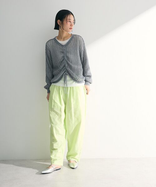 Green Parks(グリーンパークス)の「SET2点2wayシャーリングニット+インナー(ニット/セーター・レディース・サックスブルー/グレー/オフホワイト/オレンジ・FREE)」の10枚目の写真
