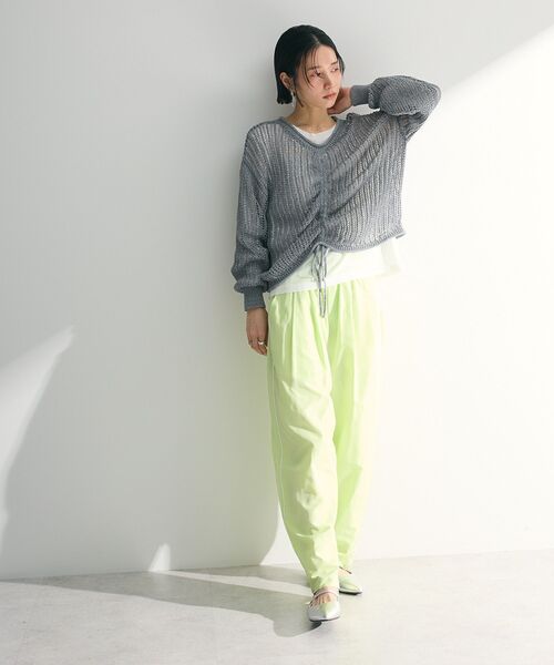 Green Parks(グリーンパークス)の「SET2点2wayシャーリングニット+インナー(ニット/セーター・レディース・サックスブルー/グレー/オフホワイト/オレンジ・FREE)」の11枚目の写真