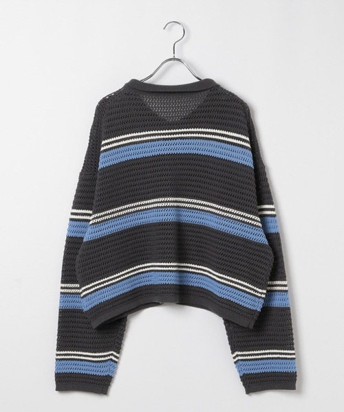 LEPSIM（レプシィム）の「7ゲージラガー長袖メッシュ　243185（ニット/セーター・レディース・チャコールグレー/ホワイト×ブラック/ホワイト系その他・FREE）」の4枚目の写真