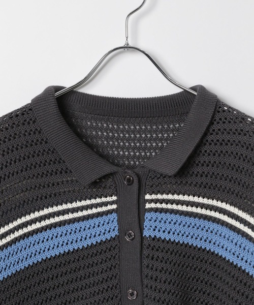 LEPSIM（レプシィム）の「7ゲージラガー長袖メッシュ　243185（ニット/セーター・レディース・チャコールグレー/ホワイト×ブラック/ホワイト系その他・FREE）」の5枚目の写真