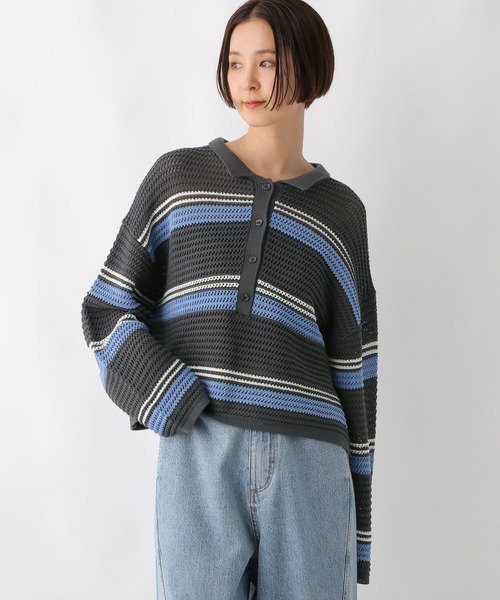 LEPSIM（レプシィム）の「7ゲージラガー長袖メッシュ　243185（ニット/セーター・レディース・チャコールグレー/ホワイト×ブラック/ホワイト系その他・FREE）」の21枚目の写真