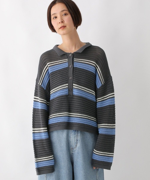 LEPSIM（レプシィム）の「7ゲージラガー長袖メッシュ　243185（ニット/セーター・レディース・チャコールグレー/ホワイト×ブラック/ホワイト系その他・FREE）」の20枚目の写真