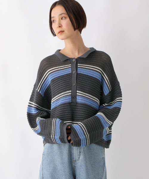 LEPSIM（レプシィム）の「7ゲージラガー長袖メッシュ　243185（ニット/セーター・レディース・チャコールグレー/ホワイト×ブラック/ホワイト系その他・FREE）」の19枚目の写真