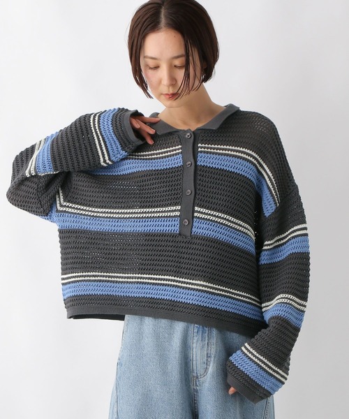 LEPSIM（レプシィム）の「7ゲージラガー長袖メッシュ　243185（ニット/セーター・レディース・チャコールグレー/ホワイト×ブラック/ホワイト系その他・FREE）」の18枚目の写真