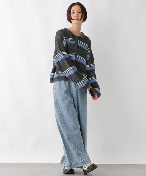 LEPSIM（レプシィム）の「7ゲージラガー長袖メッシュ　243185（ニット/セーター・レディース・チャコールグレー/ホワイト×ブラック/ホワイト系その他・FREE）」の16枚目の写真