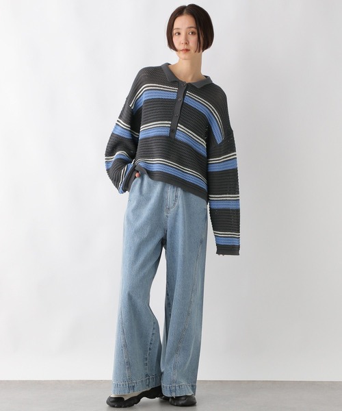 LEPSIM（レプシィム）の「7ゲージラガー長袖メッシュ　243185（ニット/セーター・レディース・チャコールグレー/ホワイト×ブラック/ホワイト系その他・FREE）」の14枚目の写真