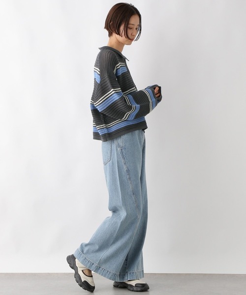 LEPSIM（レプシィム）の「7ゲージラガー長袖メッシュ　243185（ニット/セーター・レディース・チャコールグレー/ホワイト×ブラック/ホワイト系その他・FREE）」の12枚目の写真