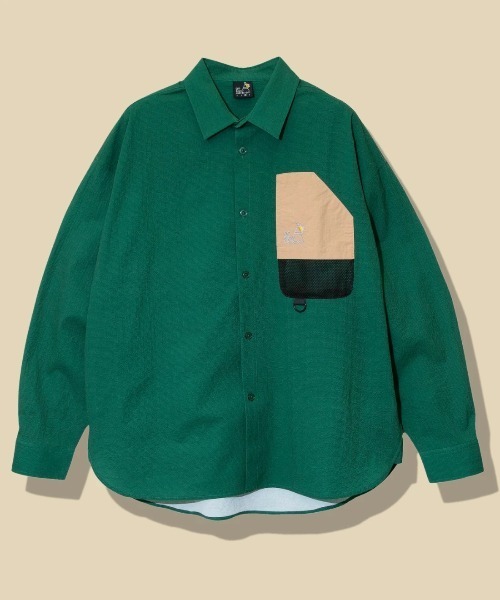 go slow caravan ゴースローキャラバン シャツ ストレッチサッカー総柄プリントユーティリティーシャツ メンズ レディース ユニセックス 702581022013 セール】ストレッチサッカーユーティリティーシャツ（シャツ