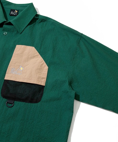 go slow caravan(ゴースローキャラバン)の「ストレッチサッカーユーティリティーシャツ(シャツ/ブラウス・メンズ・ブラック/グリーン系その他/ベージュ・LARGE/X-LARGE/MEDIUM)」の5枚目の写真
