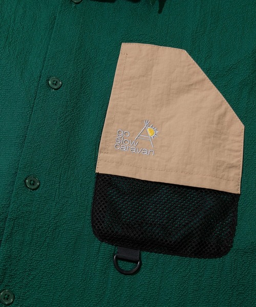 go slow caravan(ゴースローキャラバン)の「ストレッチサッカーユーティリティーシャツ(シャツ/ブラウス・メンズ・ブラック/グリーン系その他/ベージュ・LARGE/X-LARGE/MEDIUM)」の6枚目の写真
