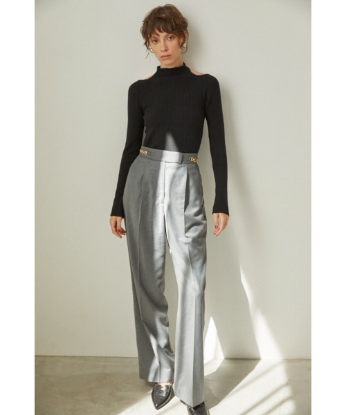 Estella.K(エステラケー)の「Ciara Semi-wide Pants ビットチェーン付きパンツ(スラックス・レディース・キャメル/ライトベージュ/ブラック/グレー・SMALL/MEDIUM)」の17枚目の写真