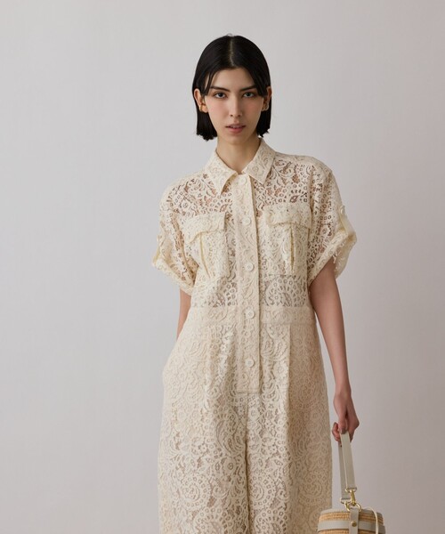 GRACE CONTINENTAL(グレースコンチネンタル)の「コードレースジャンプスーツ(サロペット/オーバーオール・レディース・ベージュ/キナリ・36/38)」の5枚目の写真