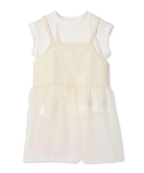 Piet(ピエット)の「【2点セット】ノースリーブT&チュール切替 デニムビスチェ セット(Tシャツ/カットソー・キッズ・ブラック/オフホワイト・100/110/120/130)」の11枚目の写真