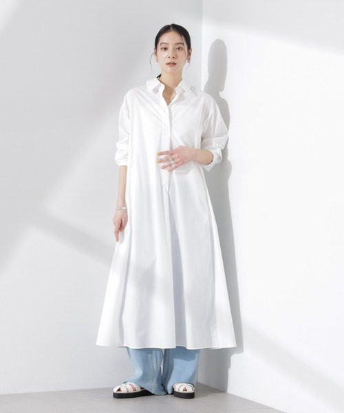 NANO universe（ナノユニバース）の「ニュアンスカラーフレアシャツワンピース（シャツワンピース・レディース・ネイビー/オフホワイト・M/S）」の9枚目の写真