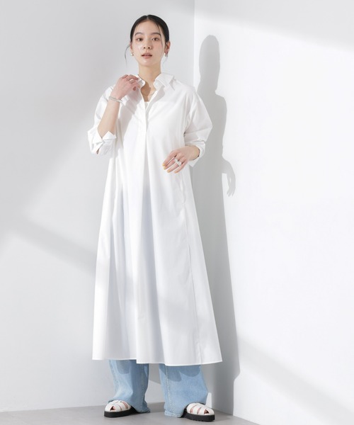 NANO universe（ナノユニバース）の「ニュアンスカラーフレアシャツワンピース（シャツワンピース・レディース・ネイビー/オフホワイト・M/S）」の10枚目の写真