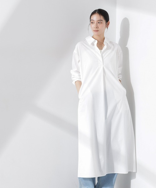 NANO universe（ナノユニバース）の「ニュアンスカラーフレアシャツワンピース（シャツワンピース・レディース・ネイビー/オフホワイト・M/S）」の11枚目の写真