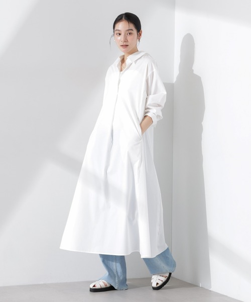 NANO universe（ナノユニバース）の「ニュアンスカラーフレアシャツワンピース（シャツワンピース・レディース・ネイビー/オフホワイト・M/S）」の12枚目の写真