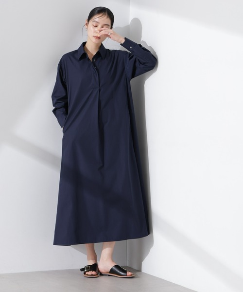 NANO universe（ナノユニバース）の「ニュアンスカラーフレアシャツワンピース（シャツワンピース・レディース・ネイビー/オフホワイト・M/S）」の16枚目の写真