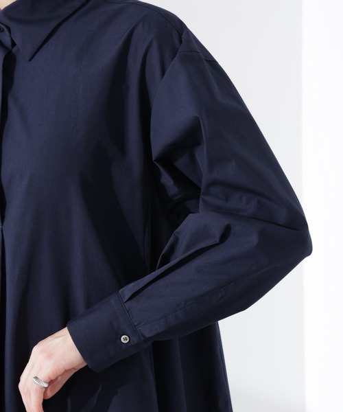 NANO universe（ナノユニバース）の「ニュアンスカラーフレアシャツワンピース（シャツワンピース・レディース・ネイビー/オフホワイト・M/S）」の5枚目の写真