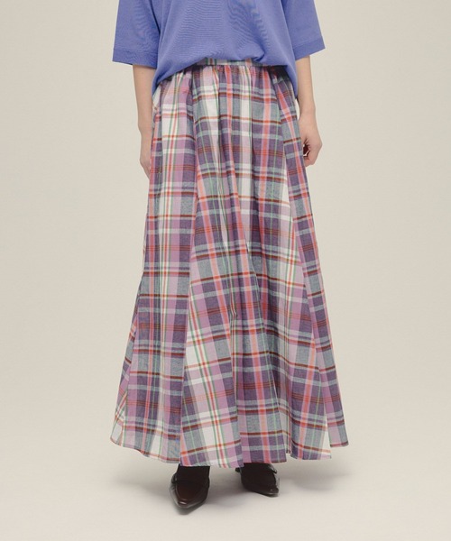 eL(エル)の「【eL】Made In India Madras Check Skirt/319962(スカート・レディース・パープル系その他/グリーン系その他・FREE)」の1枚目の写真