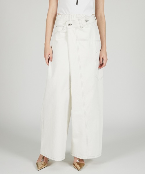 PRANK PROJECT（プランクプロジェクト）の「ディフォームバギーデニムパンツ / Deform Baggy Denim Pants（デニムパンツ・レディース・ブラック/ホワイト/ブルー・36/38）」の2枚目の写真