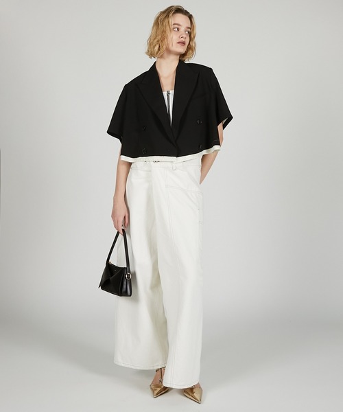 PRANK PROJECT（プランクプロジェクト）の「ディフォームバギーデニムパンツ / Deform Baggy Denim Pants（デニムパンツ・レディース・ブラック/ホワイト/ブルー・36/38）」の4枚目の写真