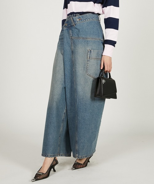 PRANK PROJECT（プランクプロジェクト）の「ディフォームバギーデニムパンツ / Deform Baggy Denim Pants（デニムパンツ・レディース・ブラック/ホワイト/ブルー・36/38）」の9枚目の写真