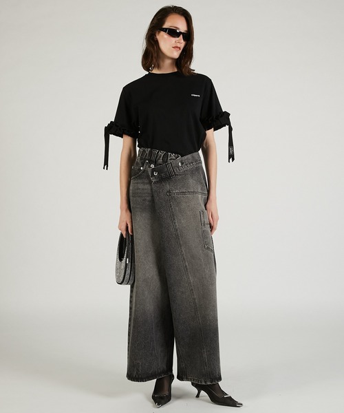 PRANK PROJECT（プランクプロジェクト）の「ディフォームバギーデニムパンツ / Deform Baggy Denim Pants（デニムパンツ・レディース・ブラック/ホワイト/ブルー・36/38）」の17枚目の写真