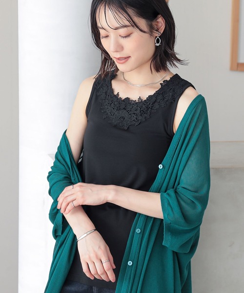 n'OrLABEL（ノアールレーベル）の「『レース付きブラトップ』（インナーウェア/肌着・レディース・ブラック/モカ/グレー・M/L/LL）」の2枚目の写真