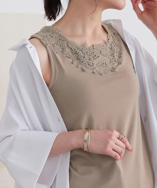 n'OrLABEL（ノアールレーベル）の「『レース付きブラトップ』（インナーウェア/肌着・レディース・ブラック/モカ/グレー・M/L/LL）」の3枚目の写真