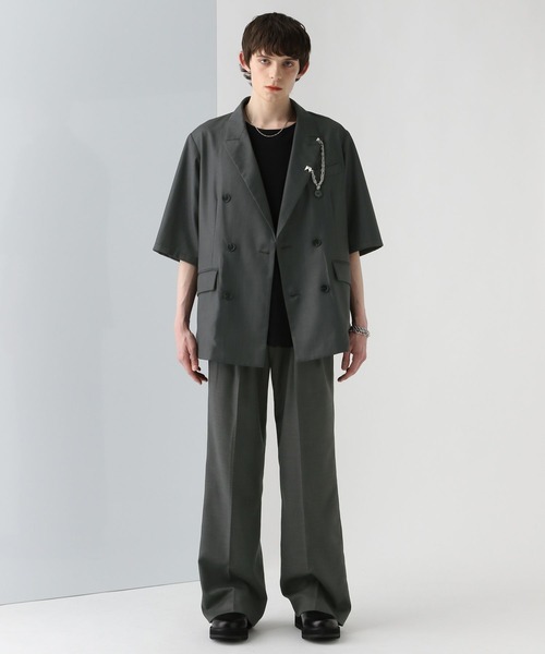 HARE（ハレ）の「【SET UP対応】メランジダブルジャケットSS(HARE)（テーラードジャケット・メンズ・グレー系その他/ブラウン/グレー・FREE）」の6枚目の写真