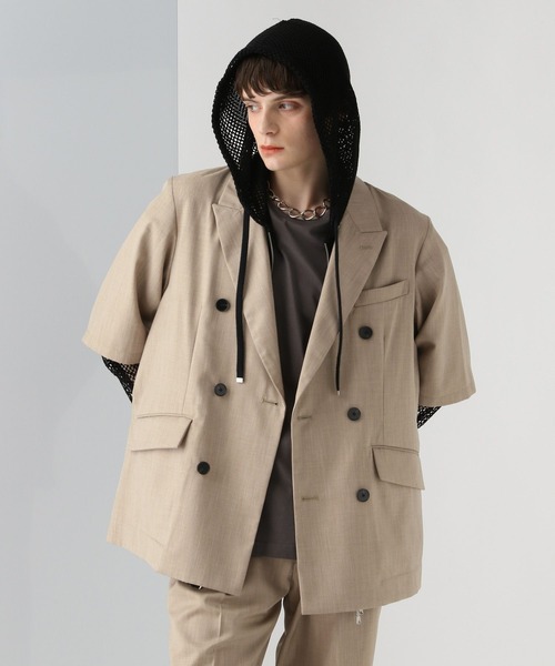 HARE メランジダブルジャケット Mサイズ グレー HARE（ハレ）の「【SET UP対応】メランジダブルジャケット(HARE