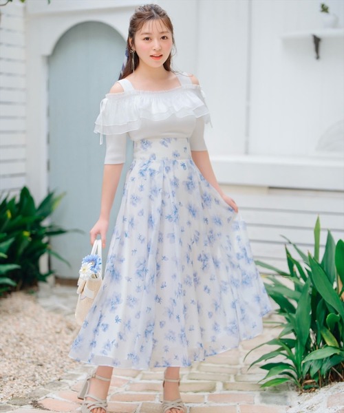WILLSELECTION(ウィルセレクション)の「シアーボリュームフリルニットプルオーバー(ニット/セーター・レディース・ホワイト×ネイビー/ラベンダー/ブラック/オフホワイト・FREE)」の8枚目の写真