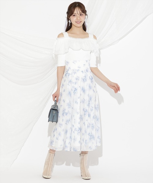 WILLSELECTION(ウィルセレクション)の「シアーボリュームフリルニットプルオーバー(ニット/セーター・レディース・ホワイト×ネイビー/ラベンダー/ブラック/オフホワイト・FREE)」の15枚目の写真