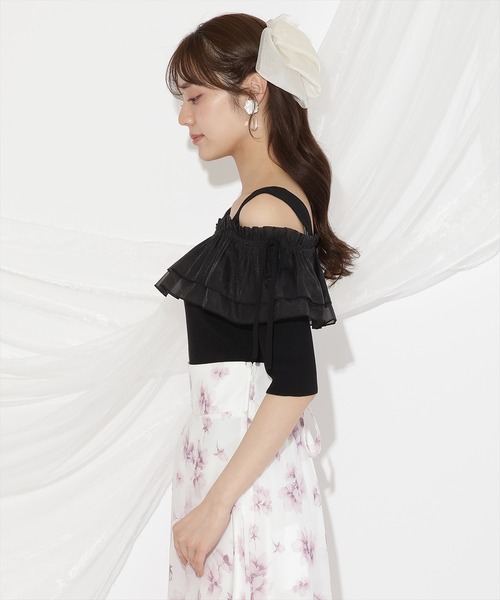 WILLSELECTION(ウィルセレクション)の「シアーボリュームフリルニットプルオーバー(ニット/セーター・レディース・ホワイト×ネイビー/ラベンダー/ブラック/オフホワイト・FREE)」の17枚目の写真