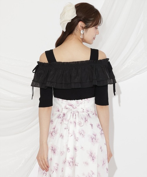 WILLSELECTION(ウィルセレクション)の「シアーボリュームフリルニットプルオーバー(ニット/セーター・レディース・ホワイト×ネイビー/ラベンダー/ブラック/オフホワイト・FREE)」の18枚目の写真