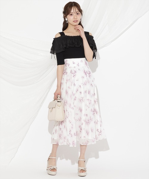 WILLSELECTION(ウィルセレクション)の「シアーボリュームフリルニットプルオーバー(ニット/セーター・レディース・ホワイト×ネイビー/ラベンダー/ブラック/オフホワイト・FREE)」の21枚目の写真