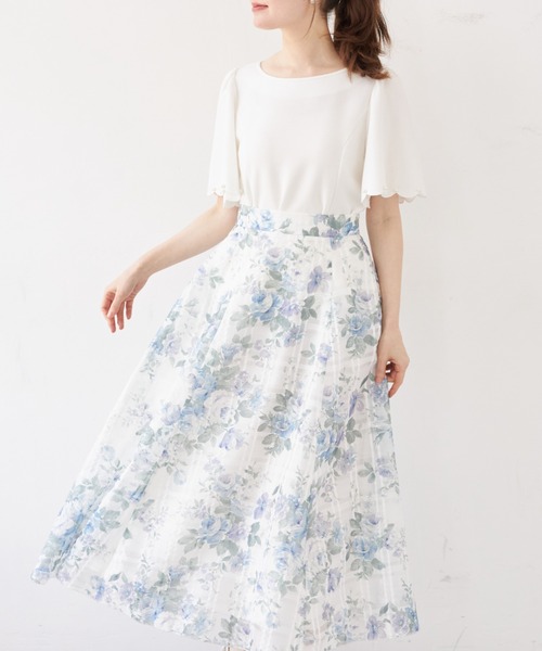 tocco closet（トッコ　クローゼット）の「ガーデンローズプリントシアーチェックフレアスカート（スカート・レディース・ブルー/ピンク・M）」の19枚目の写真