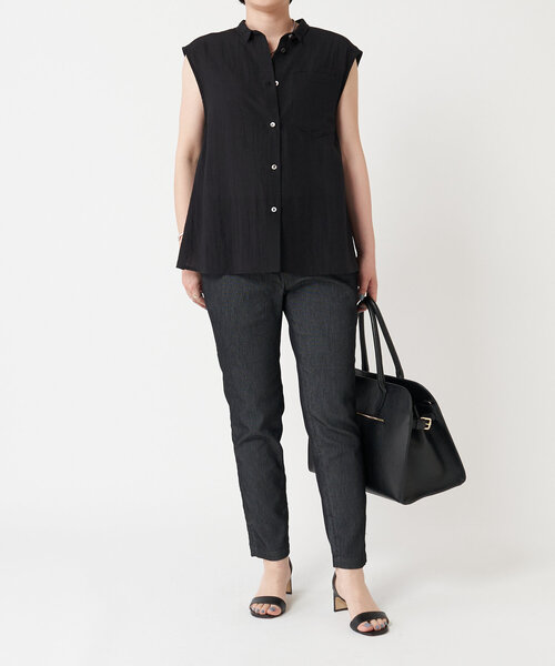 LIVETART（リヴェタート）の「スリットノースリーブシャツ（シャツ/ブラウス・レディース・キャメル/ブラック・FREE）」の12枚目の写真