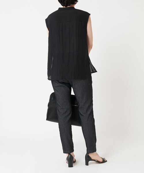 LIVETART（リヴェタート）の「スリットノースリーブシャツ（シャツ/ブラウス・レディース・キャメル/ブラック・FREE）」の14枚目の写真