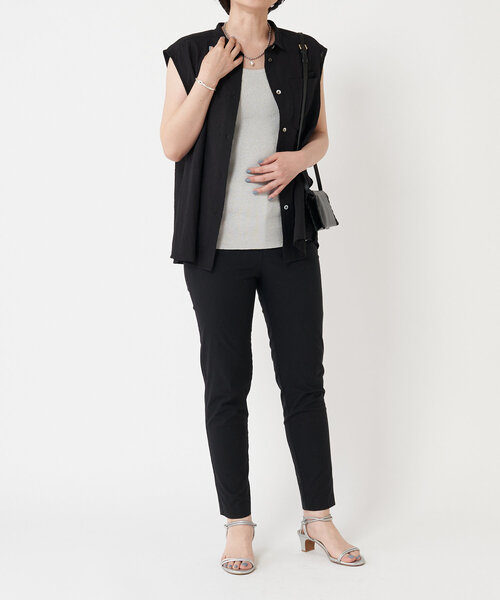 LIVETART（リヴェタート）の「スリットノースリーブシャツ（シャツ/ブラウス・レディース・キャメル/ブラック・FREE）」の16枚目の写真