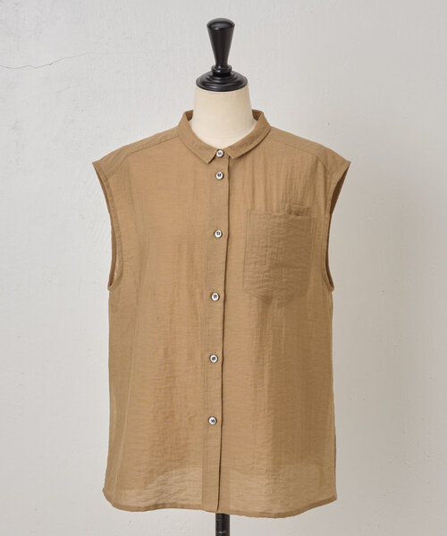 LIVETART（リヴェタート）の「スリットノースリーブシャツ（シャツ/ブラウス・レディース・キャメル/ブラック・FREE）」の19枚目の写真