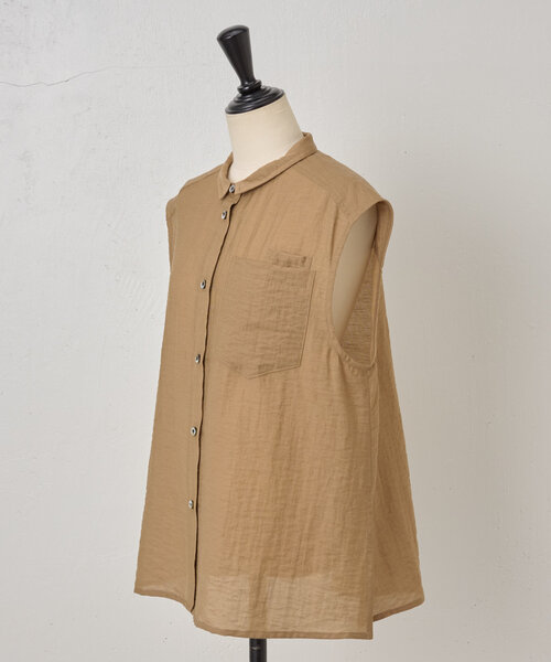 LIVETART（リヴェタート）の「スリットノースリーブシャツ（シャツ/ブラウス・レディース・キャメル/ブラック・FREE）」の20枚目の写真