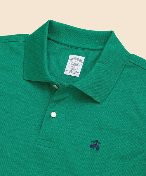 BROOKS BROTHERS（ブルックスブラザーズ）の「スーピマコットンストレッチ　ピケ　GFロゴ　ポロシャツ　Slim Fit（ポロシャツ・メンズ・ライトブルー/ピンク/ブルー/グリーン/パープル/レッド/アクア/ライトピンク/ストーン/ブルー系その他2/ネイビー・SMALL/LARGE/X-SMALL/MEDIUM/X-LARGE）」の20枚目の写真