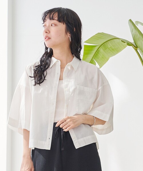 coen(コーエン)の「シャーベットコットン半袖シャツ(シャツ/ブラウス・レディース・オフホワイト/ライトブルー/その他1/その他2/その他3・M/L)」の6枚目の写真